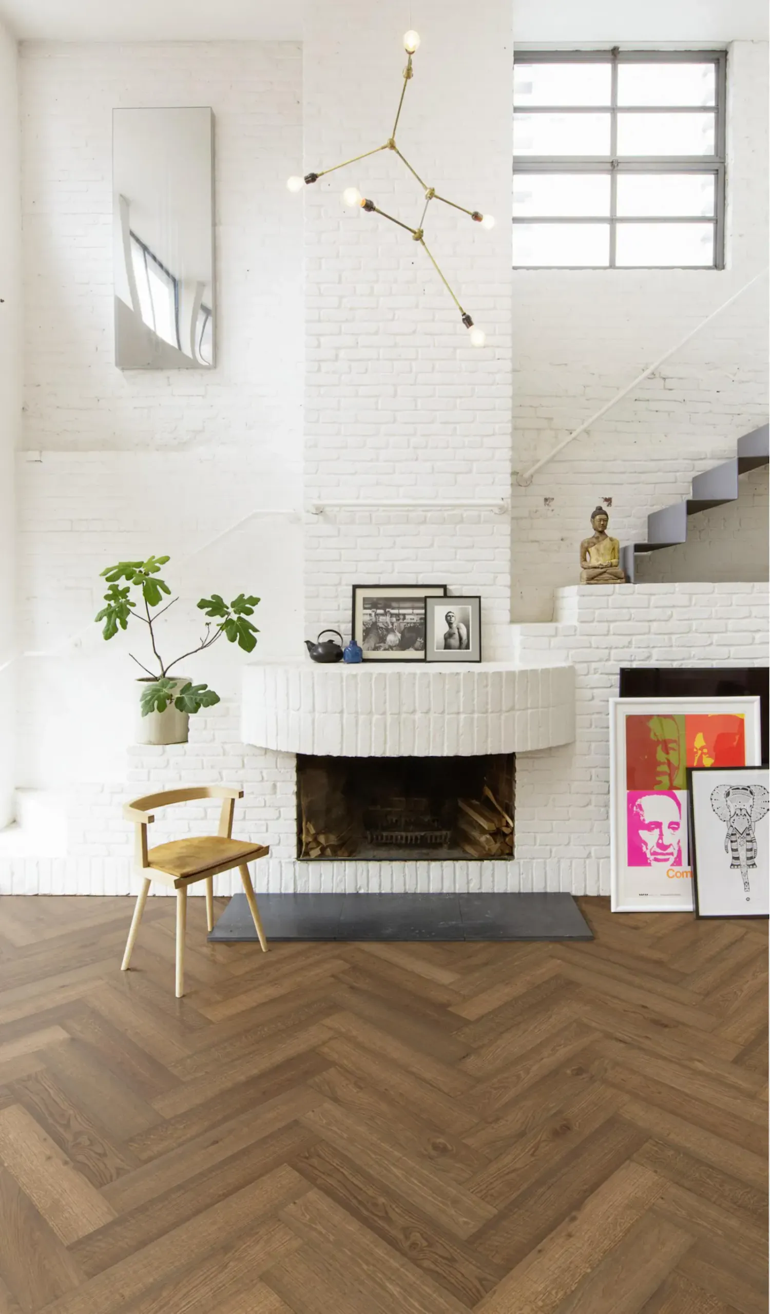 OAK HERRINGBONE CD VINTAGE SMOKED trong không gian phòng