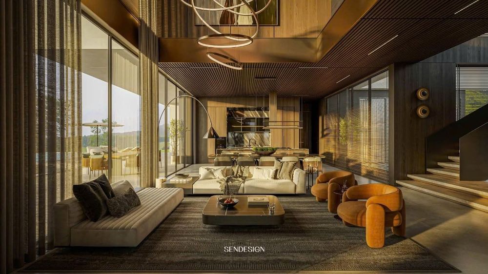 The main living spaces at Lakeside Residence, where behind-the-scenes operations are orchestrated in a way that feels almost invisible.