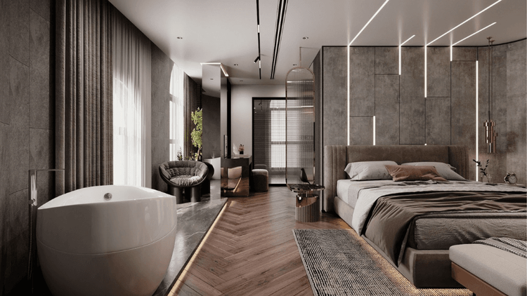 The sheer volume of a duplex is the ideal arena for architects to display design ideas of real symbolic weight